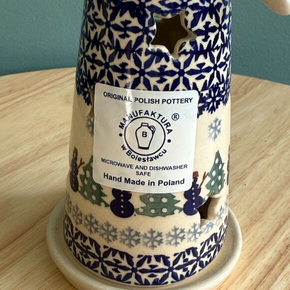 Boleslawiec Polish Pottery Angel Tealight Holder Handcrafted In Poland With Chri - Picture 4 of 10